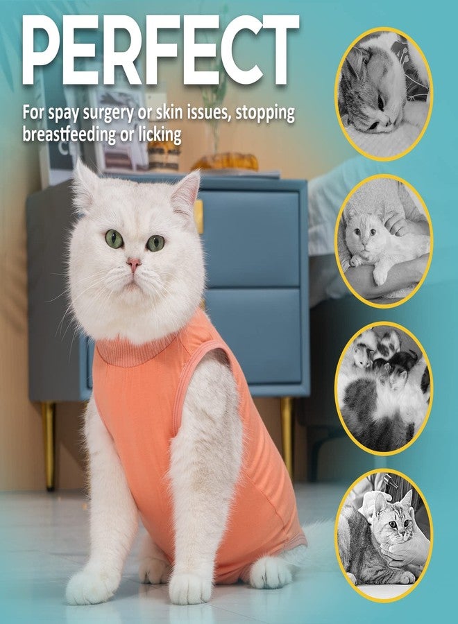 Avont Cat Recovery Suit - Kitten Onesie for Cats After Surgery, Cone of Shame Alternative Surgical Spay Suit for Female Cat, Post-Surgery or Skin Diseases Protection -Coral(M) - Image 4